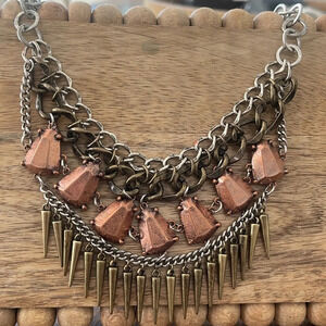 Urban Outfitters chunky linked necklace collar choker spike bib edgy